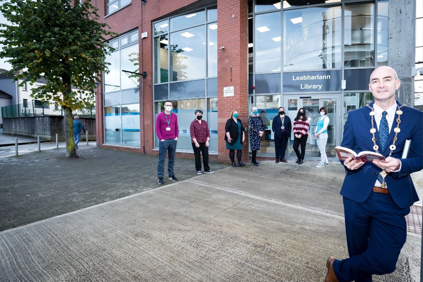 Limerick City Library branch reopens - Pictured at the official re-opening of the City Library is Mayor of Limerick City and Count Daniel Butler with staff members of the library. Picture: Keith Wiseman