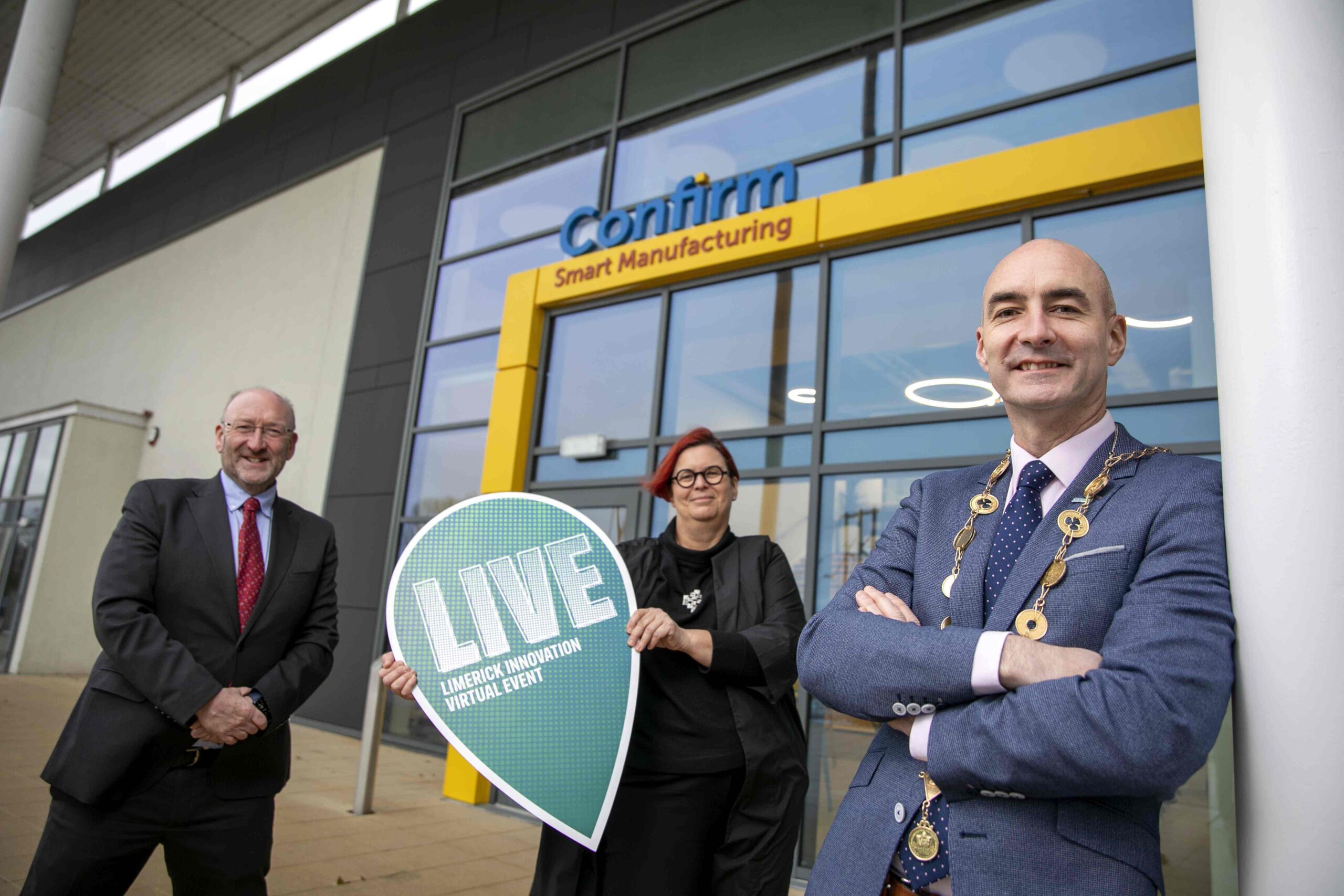 Live at Confirm - Pictured L-R Pat Daly, CEO Limerick City and County Council, Kerstin Mey, President University of Limerick and Cllr Daniel Butler, Mayor of Limerick. Picture: Arthur Ellis.