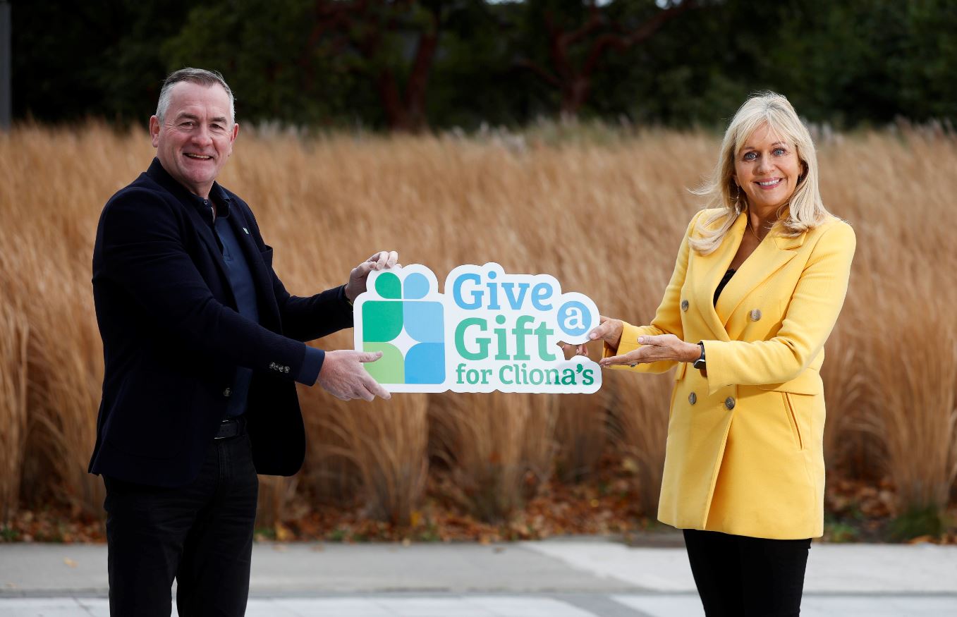 Give a Gift for Clionas - Pictured at the launch of the fundraising initiative is CEO and co-founder of Cliona’s Foundation Brendan Ring and RTÉ presenter Miriam O’Callaghan. Picture: Conor Mc Cabe