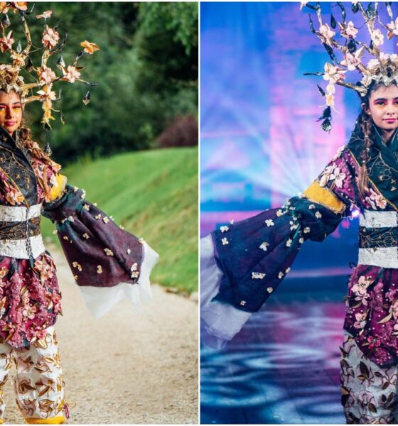 Junk Kouture Grand Final 2021 - Ephemeral Bloom by Brenda Lim, Brianna Sheehan, and Molly Jackson from Colásite Nano Nagle were the winners of the Southern Region in the competition.