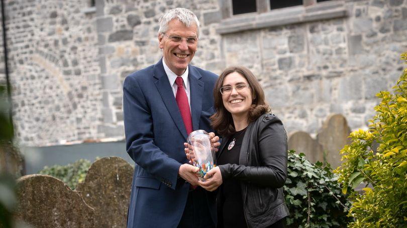 Limerick Historian Sharon Slater receiving The Heritage Council’s Heritage Hero Award from Chief Executive of the Heritage Council Michael Starrett in 2018. Picture: Dylan Vaughan