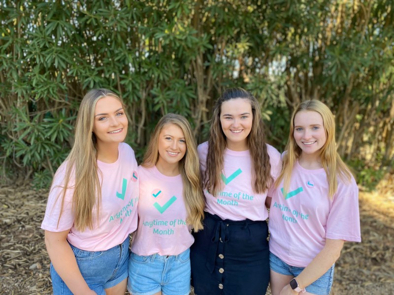 UL Anytime of the Month have teamed up to help tackle period poverty. Pictured above are UL students and Anytime of the Month members Hannah Hegarty, Kelly Tobin, Catriona O'Halloran and Aine Crowley.
