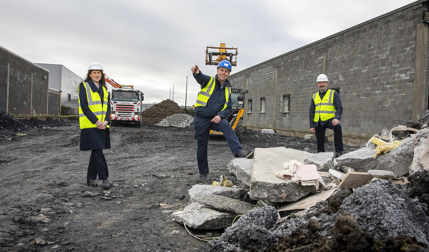 Shannon Campus investment - Pictured L-R Mary Considine, CEO Shannon Group, David McInerney, Director JADA Projects and Gerry Dillon, Shannon Group Property Director. Pic Arthur Ellis.