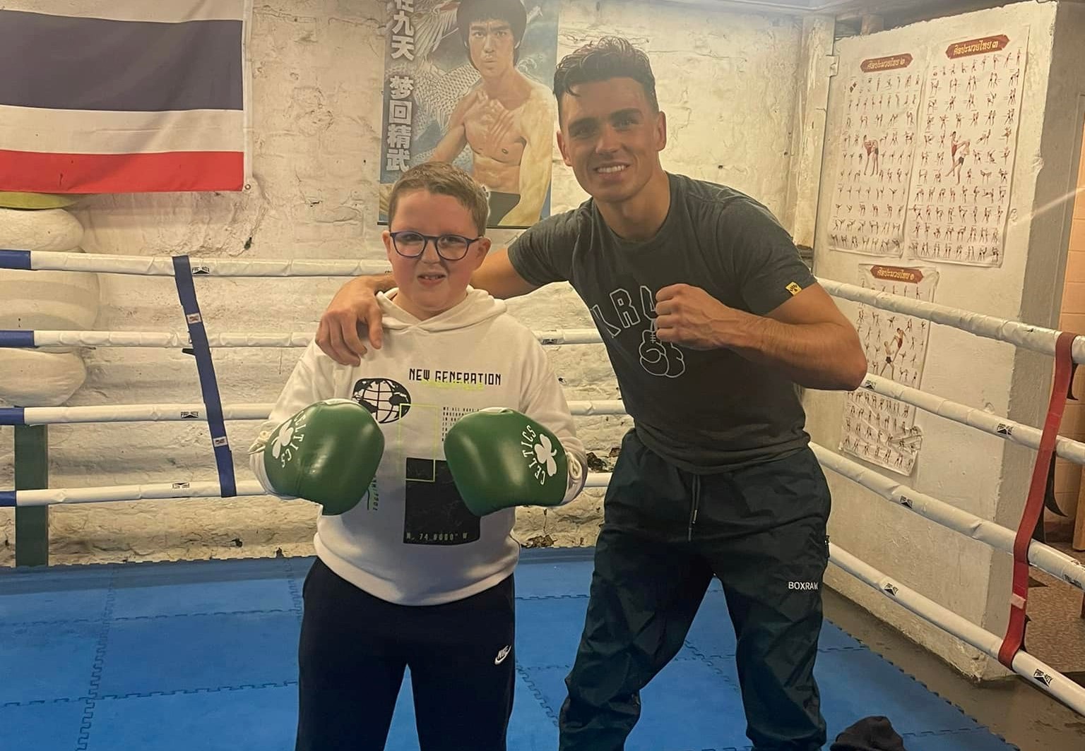 DJs Bucket List was set up by his mother, Caroline, to help him experience as many things as possible before he loses his eyesight. DJ is pictured above with boxing star Lee Reeves.