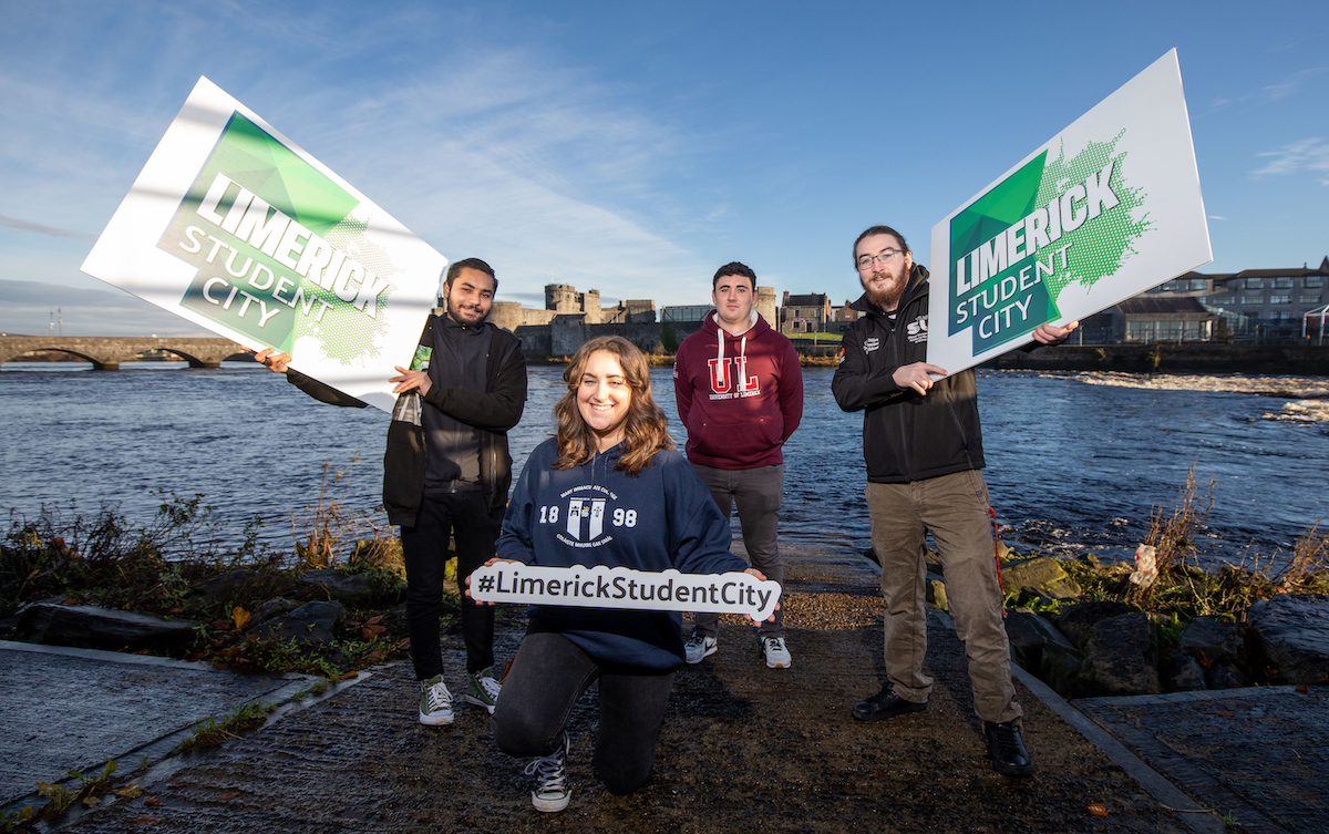 Limerick Student City Launch - pictured are left to right, Arpit Tak, Griffith College, Limerick, Roisin Burke, MIC, Cillian OíDonohue, UL and Cormac Dillon, TUS. Picture: Alan Place
