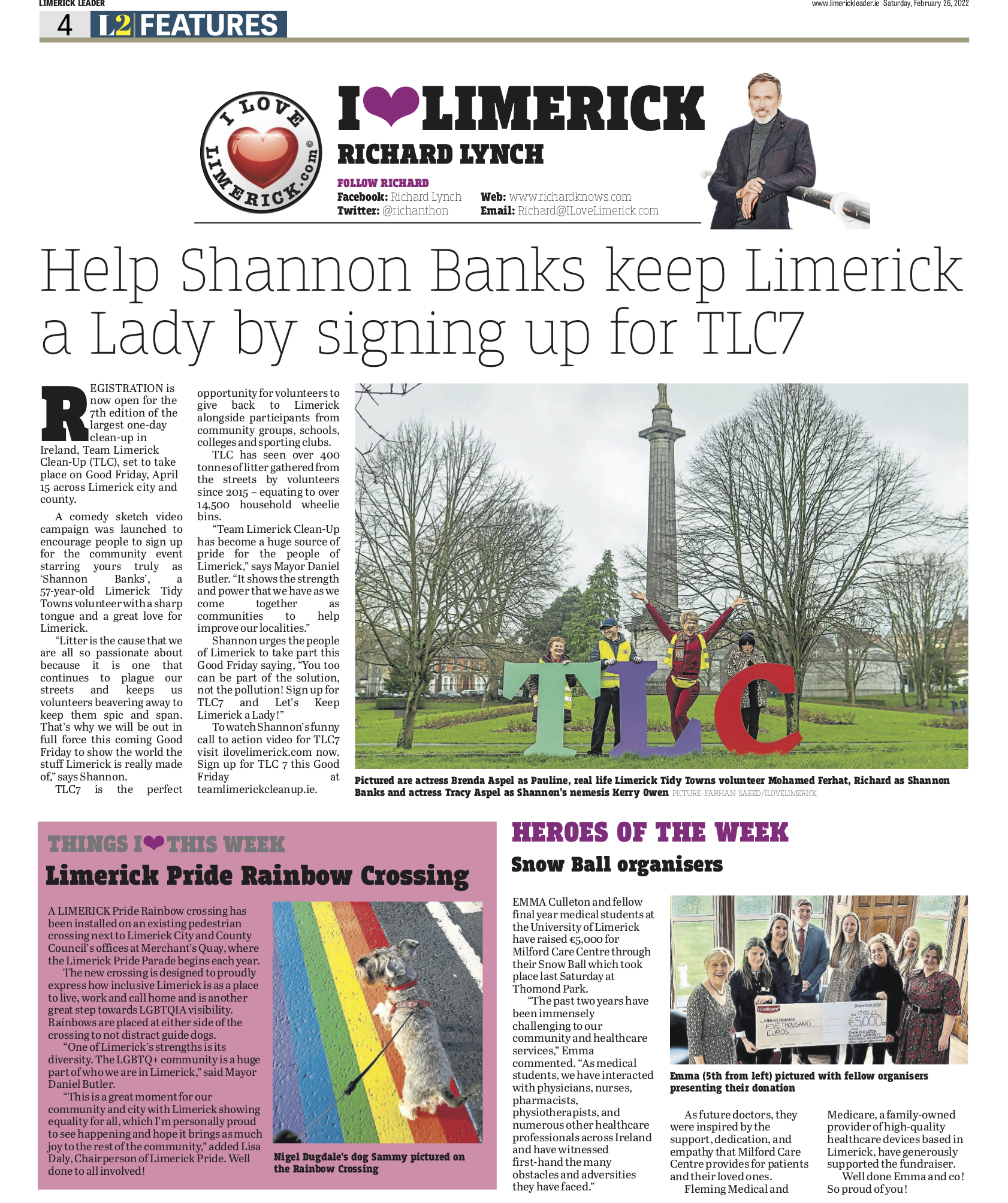 The Leader Column February 26 2022 - Help Shannon Banks keep Limerick a Lady by signing up for TLC7