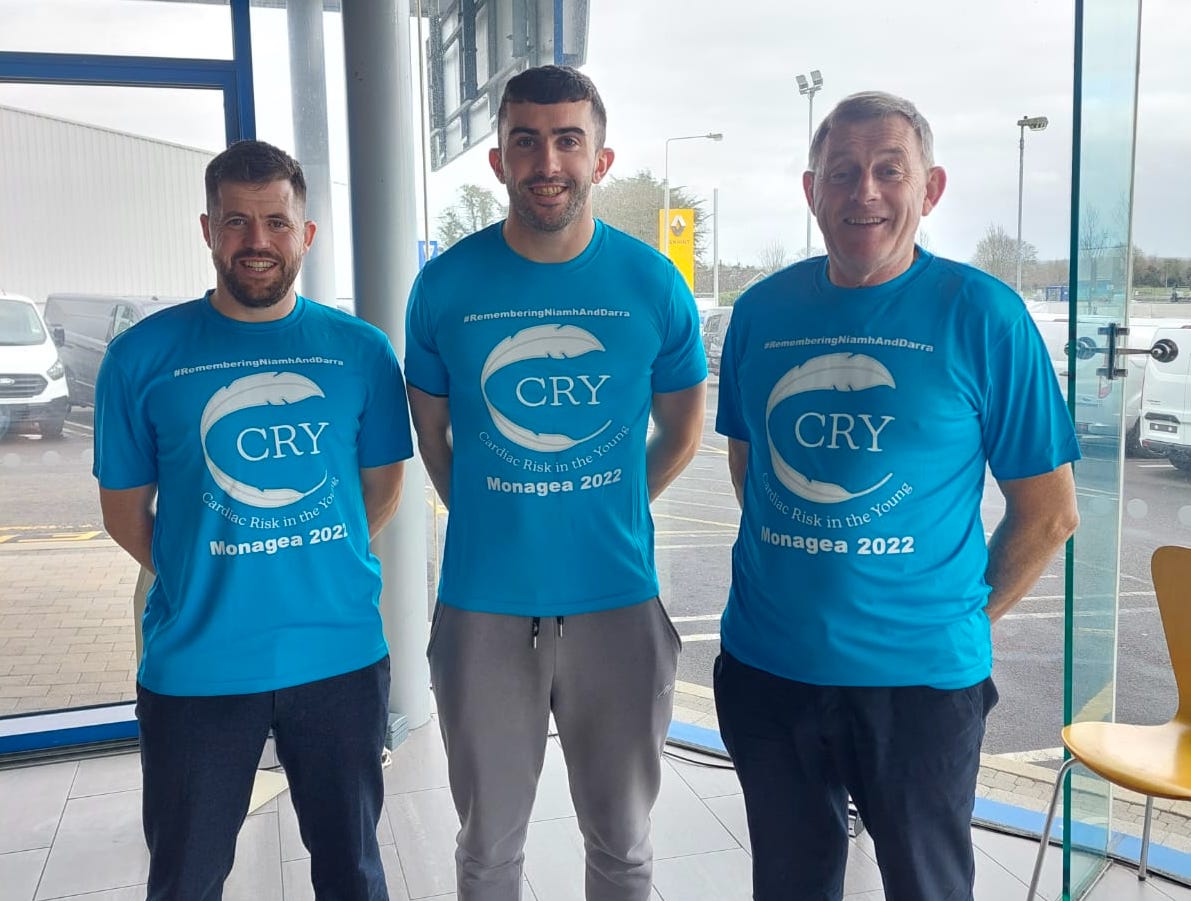 Aaron Gillane pictured above (centre) says, "Sudden Cardiac Death is a condition that can affect anyone and having a listening ear and a team of support around you makes all the difference."
