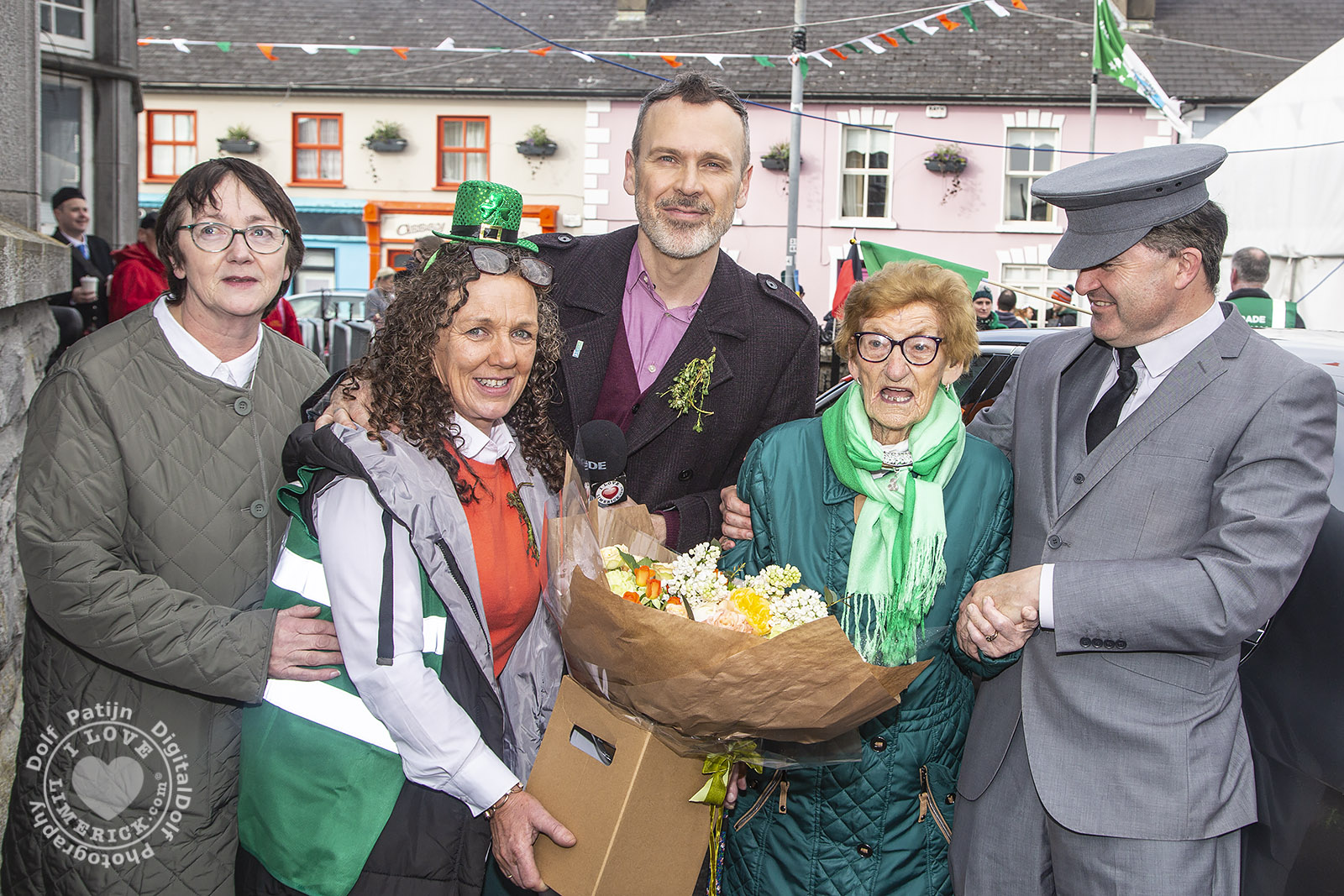 Adare St Patricks Day 2022 Adare St Patricks Day 2022 - 99 year old Dolly O'Neill (in green) was the Grand Marshall for the first parade in 23 years. Picture: Dolf Patijn/ilovelimerick