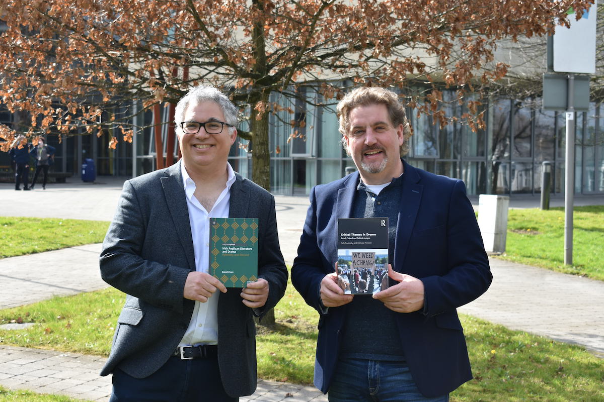 MIC Drama – Pictured above are Dr. Michael Finneran and Dr. David Clare whose two new books from were celebrated at a special event at Limerick’s Belltable