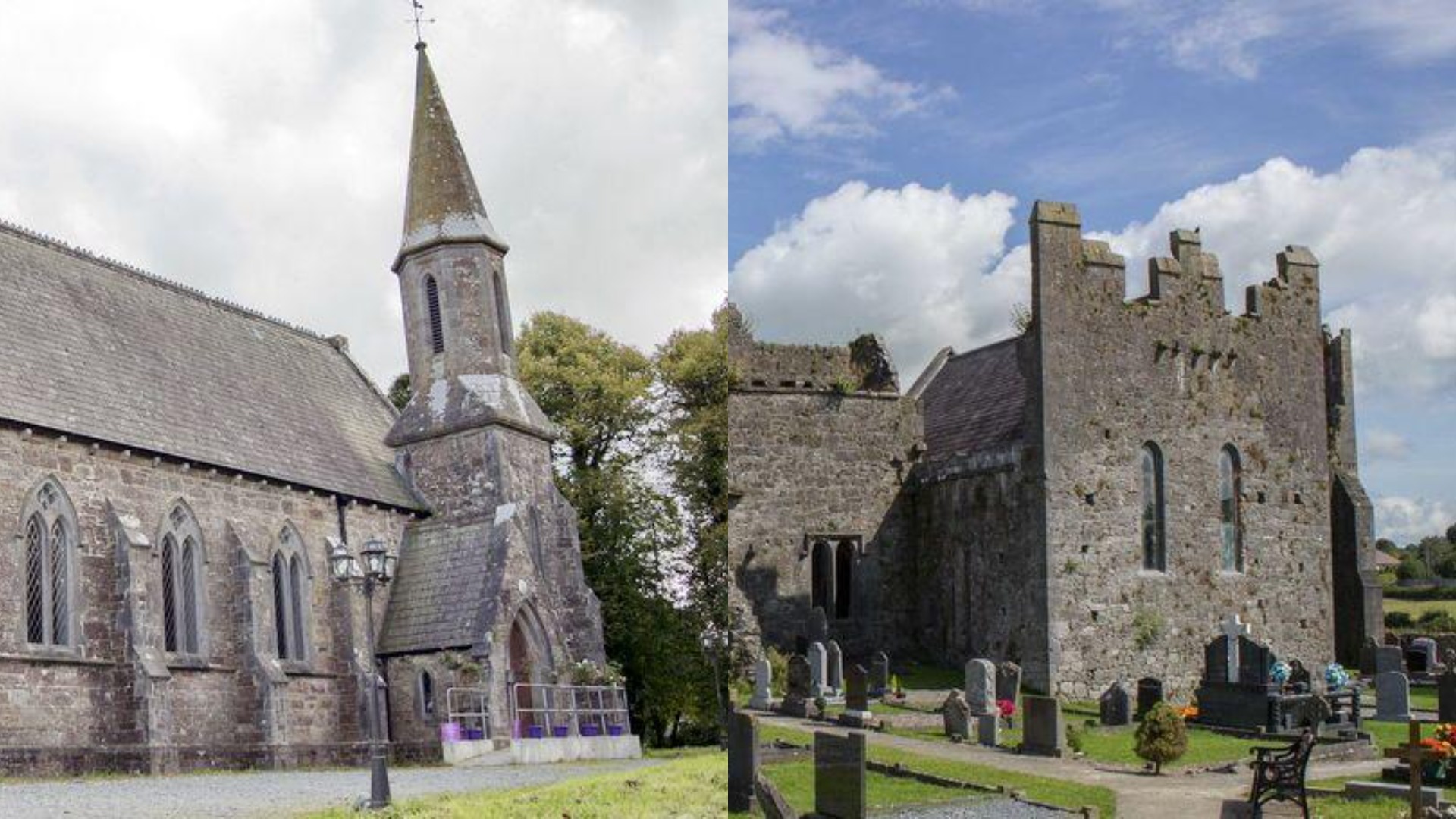 2022 Community Monuments Fund - pictured are the monuments Kilfinnane Church (left) and Kilmallock Church (right).
