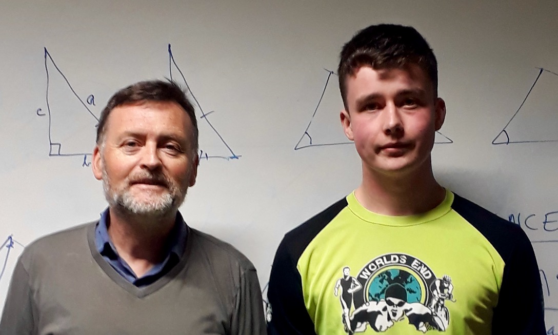 Rory Moore, top prize winner (on right) pictured above with Dr Ronan Flatley, MIC maths lecturer