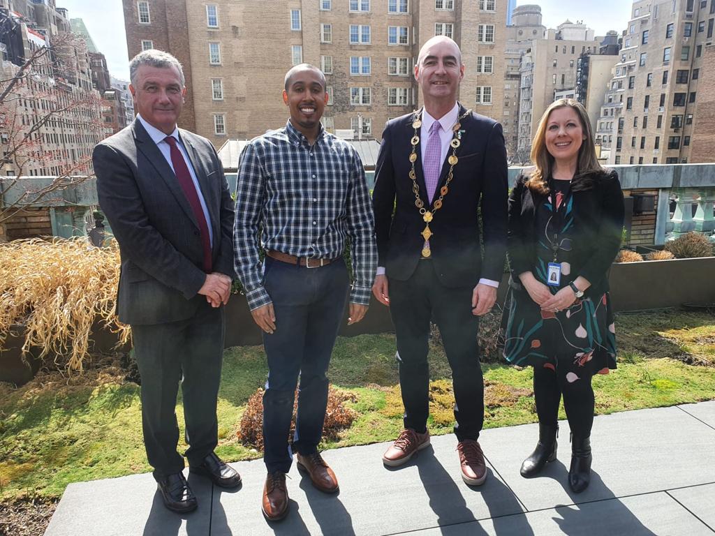 Bloomberg Center for Public Innovation - Mayor Daniel Butler (2nd right) meeting with Bloomberg Representatives in New York. (L-R) Pat Fitzgerald, Limerick City and County Council; Roland Persaud, Bloomberg Philanthropies, Mayor Daniel Butler and Victoria Cerullo, Chief of Staff, Government Innovations, Bloomberg