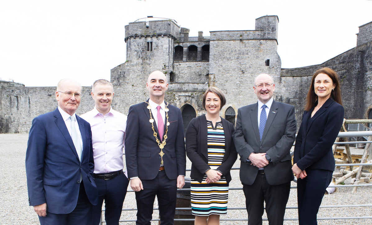 King Johns Castle ownership reverts to Limerick City and County Council - Photographed at the handover in the Castle were Tim O'Connor, Chairman, Discover Limerick, Kieran Dore, Financial Controller, Discover Limerick, The Mayor of Limerick City & County Cllr. Daniel Butler, Eileen Coleman, seniorexecutive officer, Limerick City & Co. Councils, Dr Pat Daly, Chief, Executive of Limerick City & County Council and Mary Considine, Chief Executive, Shannon Group. Picturer: Liam Burke/Press 22.