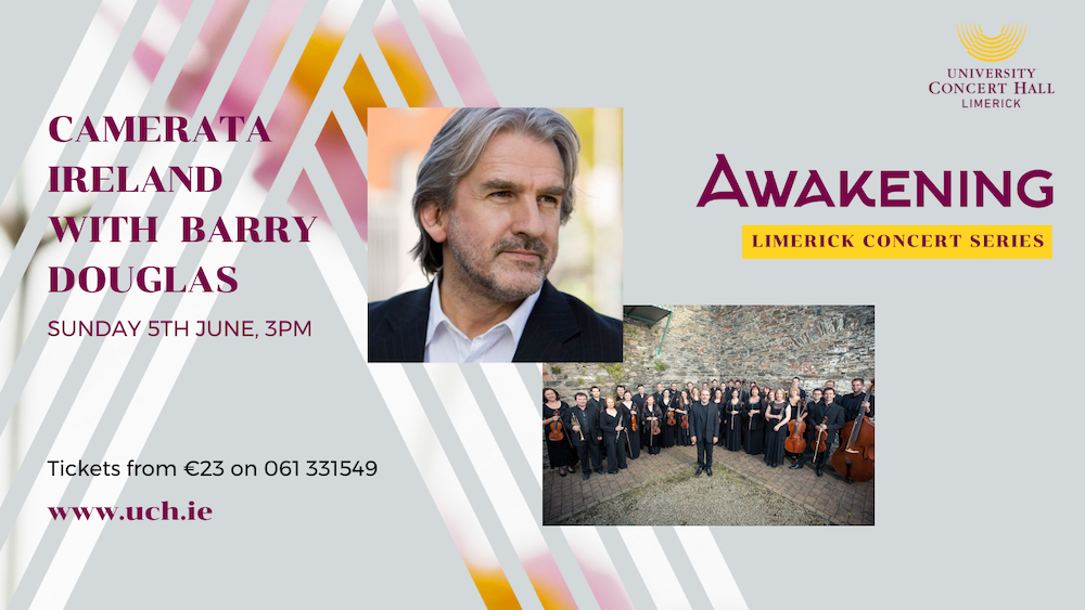 Camerata Ireland will be joined by Barry Douglas to perform the final performance of University Concert Hall’s (UCH) Awakening Limerick Concert Series