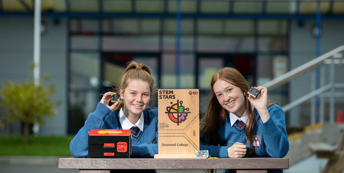 BD Stem Stars 2022 - Aoife Lee and Emma Brennan, Desmond College, Newcastlewest Co. Limerick with their winning project Exercise is Key in 2021. Picture: Alan Place