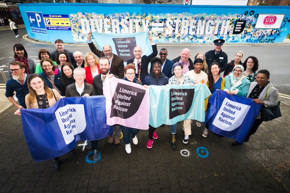 Limerick United Against Racism campaign - Mayor of Limerick City and County Council, Daniel Butler, Eugene Quinn, Chairperson, Limerick Integration Working Group with members of the Working Group launch. Picture: Keith Wiseman