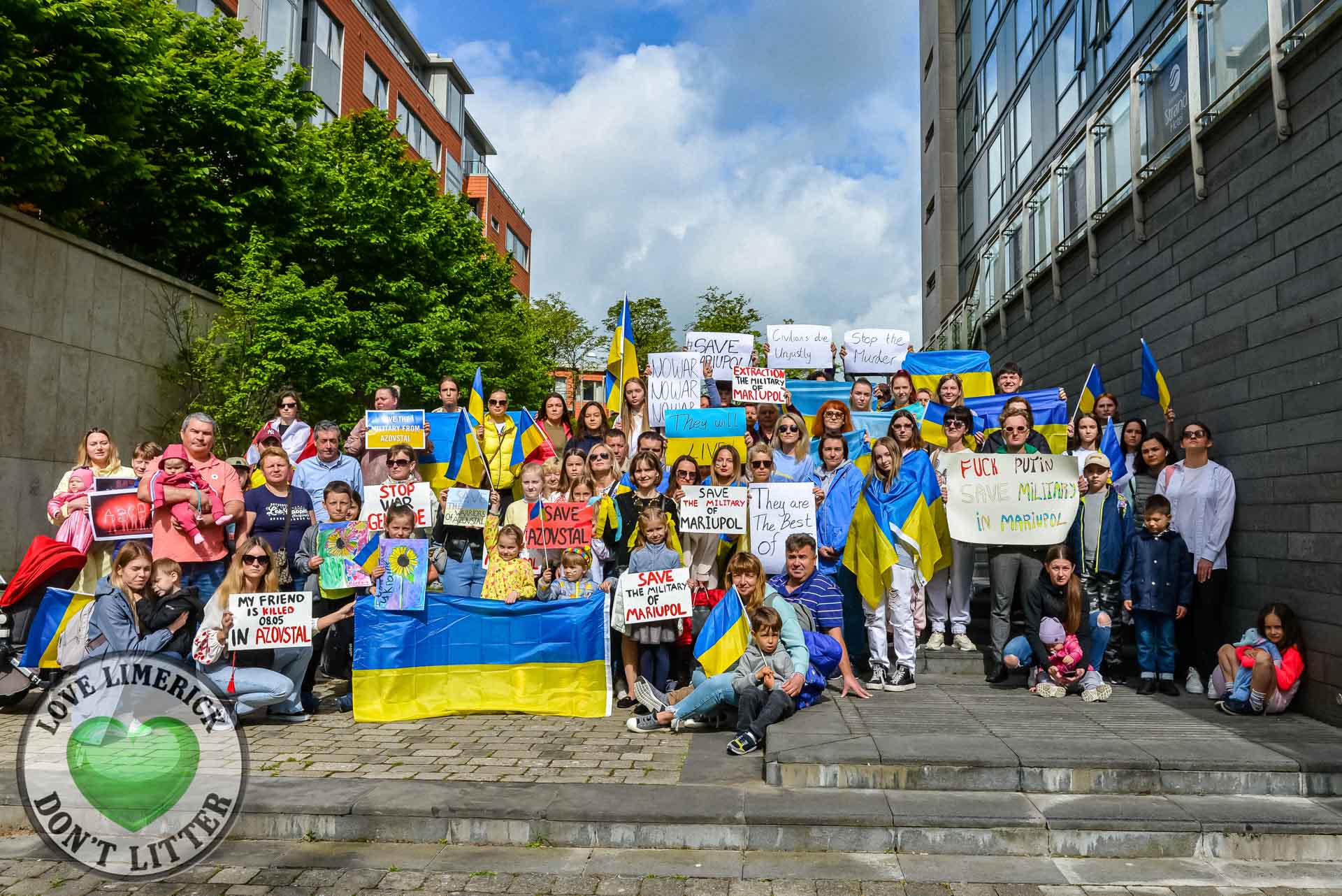 Limerick Save Mariupol - Ukrainians gathered in a peaceful Limerick Save Mariupol protest on Saturday, May 14 to urge for peace in their home country