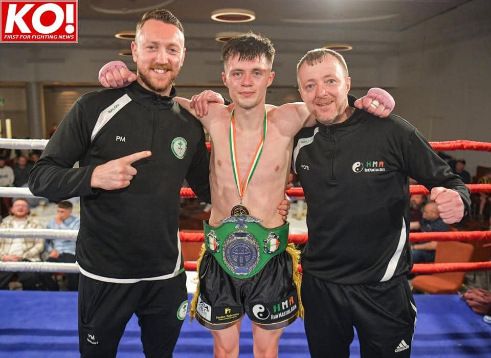 WKA Irish K1 Champion - Limerick kickboxer Tyrone Cronin O’Brien pictured above (centre) was crowned in Wexford