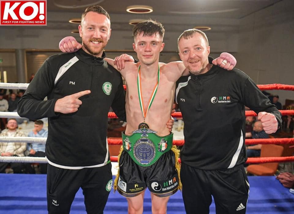WKA Irish K1 Champion - Limerick kickboxer Tyrone Cronin O’Brien pictured above (centre) was crowned in Wexford