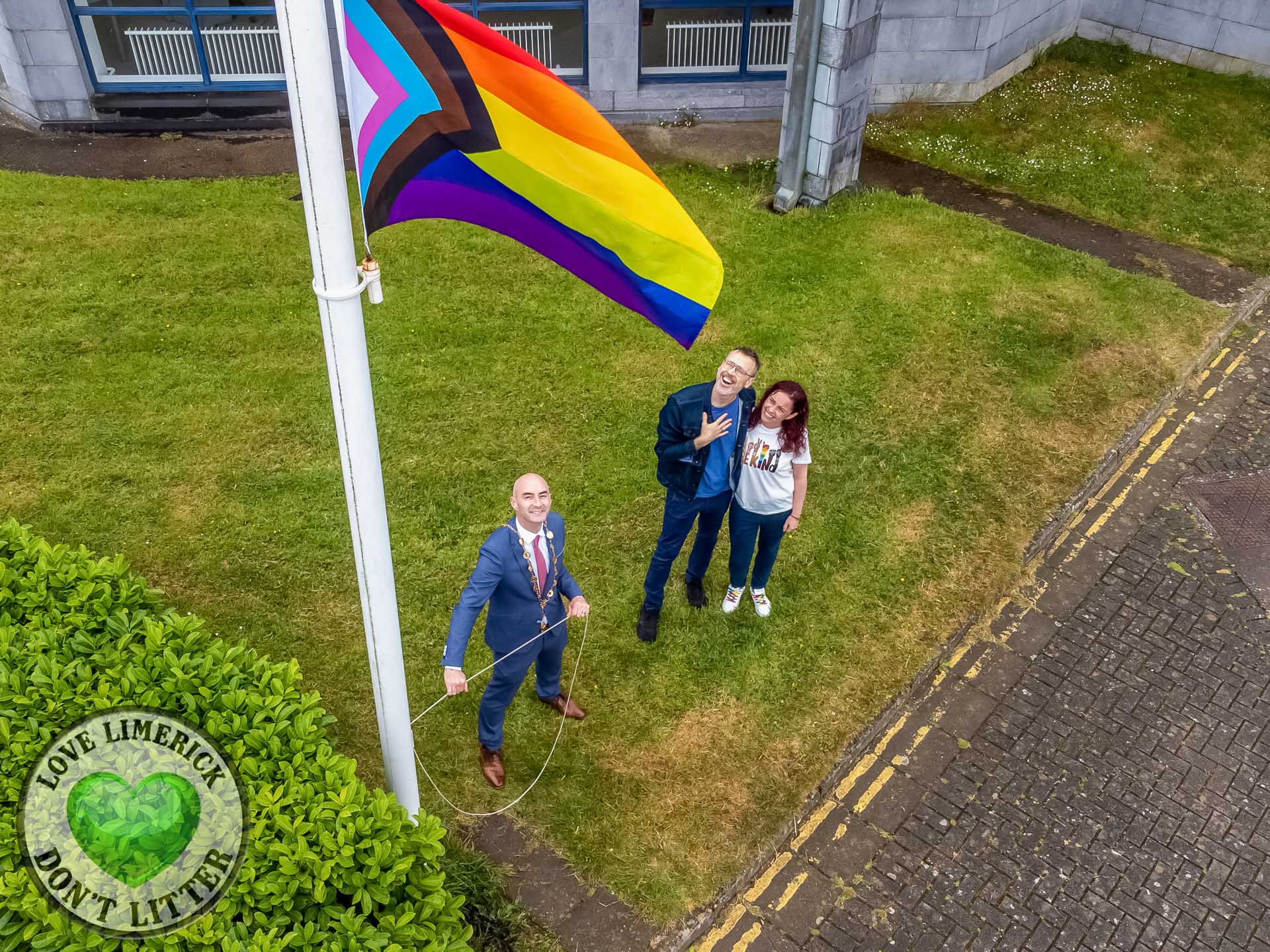 2022 Limerick Pride flag  - Daniel Butler, Mayor of Limerick City and County, raised the flag at City Hall and wished everybody a happy Limerick Pride. Picture: Kris Luszczki/ilovelimerick