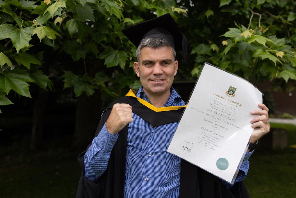 Bernard Dunne has graduated as a Master of Science in Sport, Exercise and Performance Psychology from University of Limerick. Picture: Sean Curtin True Media.