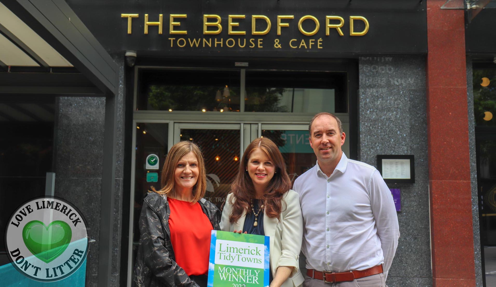 Bedford Townhouse Limerick - Pictured outside the property with Maura O’Neill from Limerick City Tidy Towns are owners Denise and Peter Brazil. Picture: Ava O’Donoghue/ilovelimerick