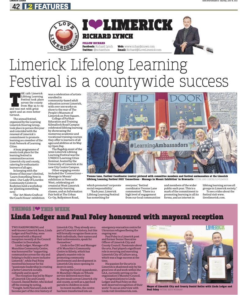 The Leader Column June 18 2022 - Limerick  Lifelong Learning Festival is a countrywide success