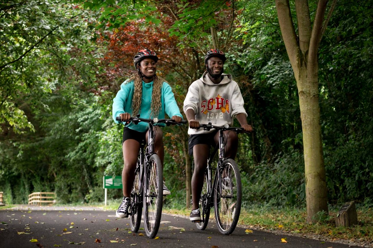 Limerick Greenway shuttle bus - Siblings Efua and Kwame Ware enjoying a day out cycling on Limerick Greenway.