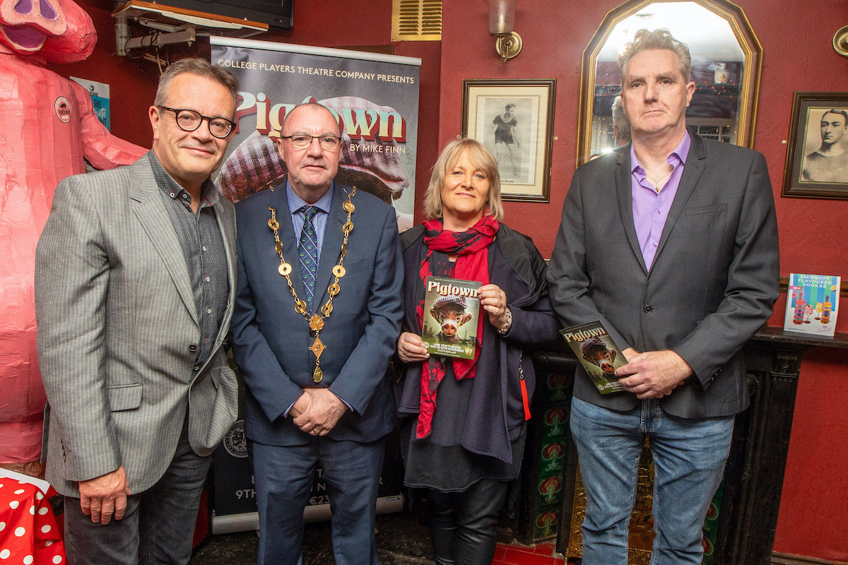 College Players production of PigtownCollege players Chairman Dave griffin, Mayor of the City and County of Limerick Francis Foley & Pigtown Director Margaret Haugh Writer Mike Finn