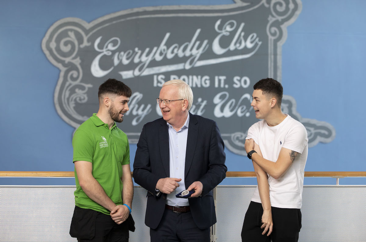 President of TUS Professor Vincent Cunnane has paid tribute to TUS All-Ireland winning Worldskills champions Ðculinary art student Jack Rice(right) and mechanical automation apprentice Reece Seery (left) Ð at a special ceremony at the Technological University of the Shannon (TUS), Moylish Campus