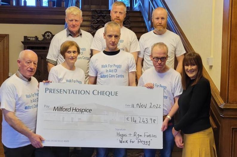 Walk for Peggy raises over €14,000 in aid of Milford Hospice to honour Peggy Hayes