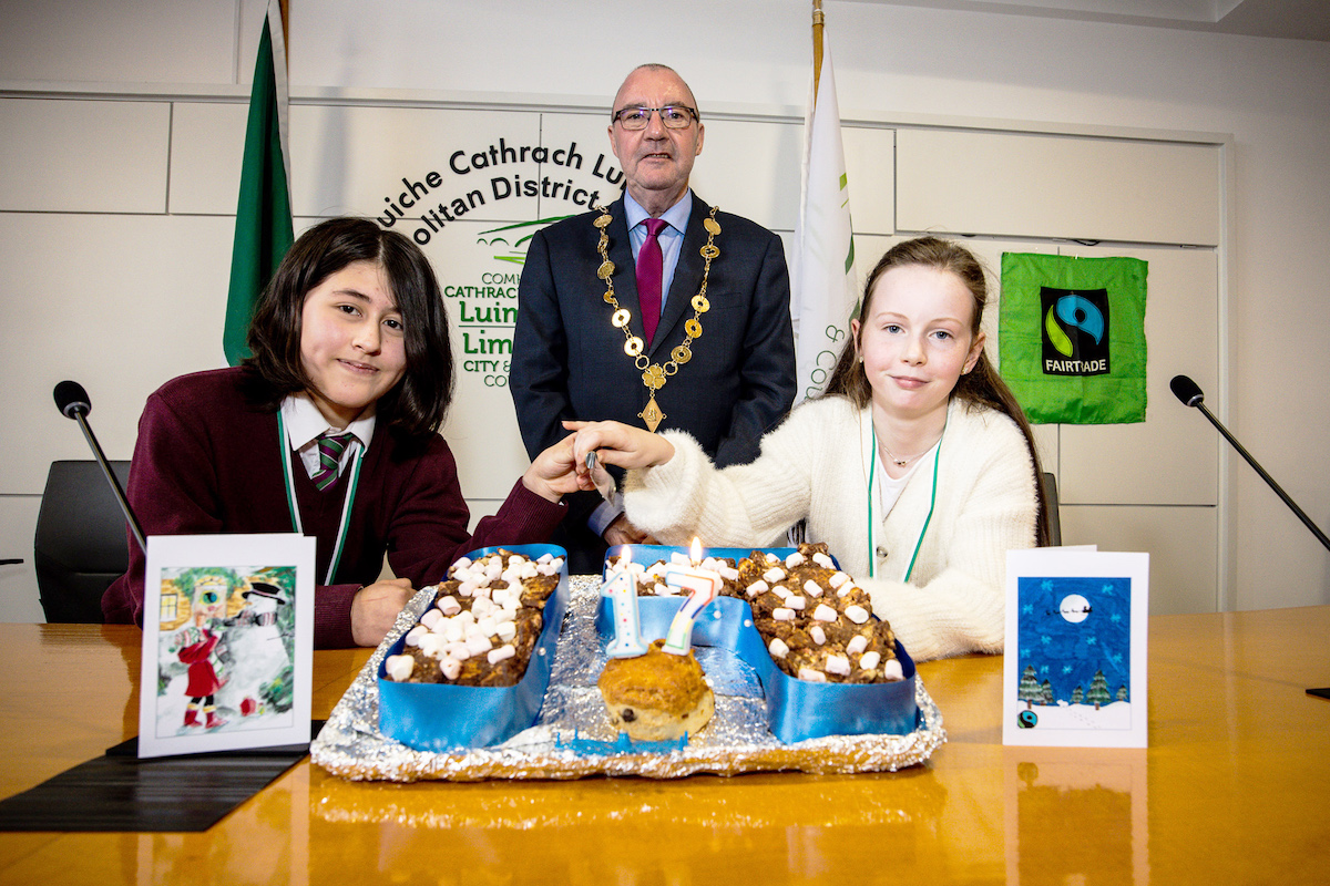 Limerick students reminded that "Fairtrade organisation more important than ever" at Fairtrade Limerick 17th Birthday Limerick Fairtrade Fortnight 2023 begins with School Art Competition winners
