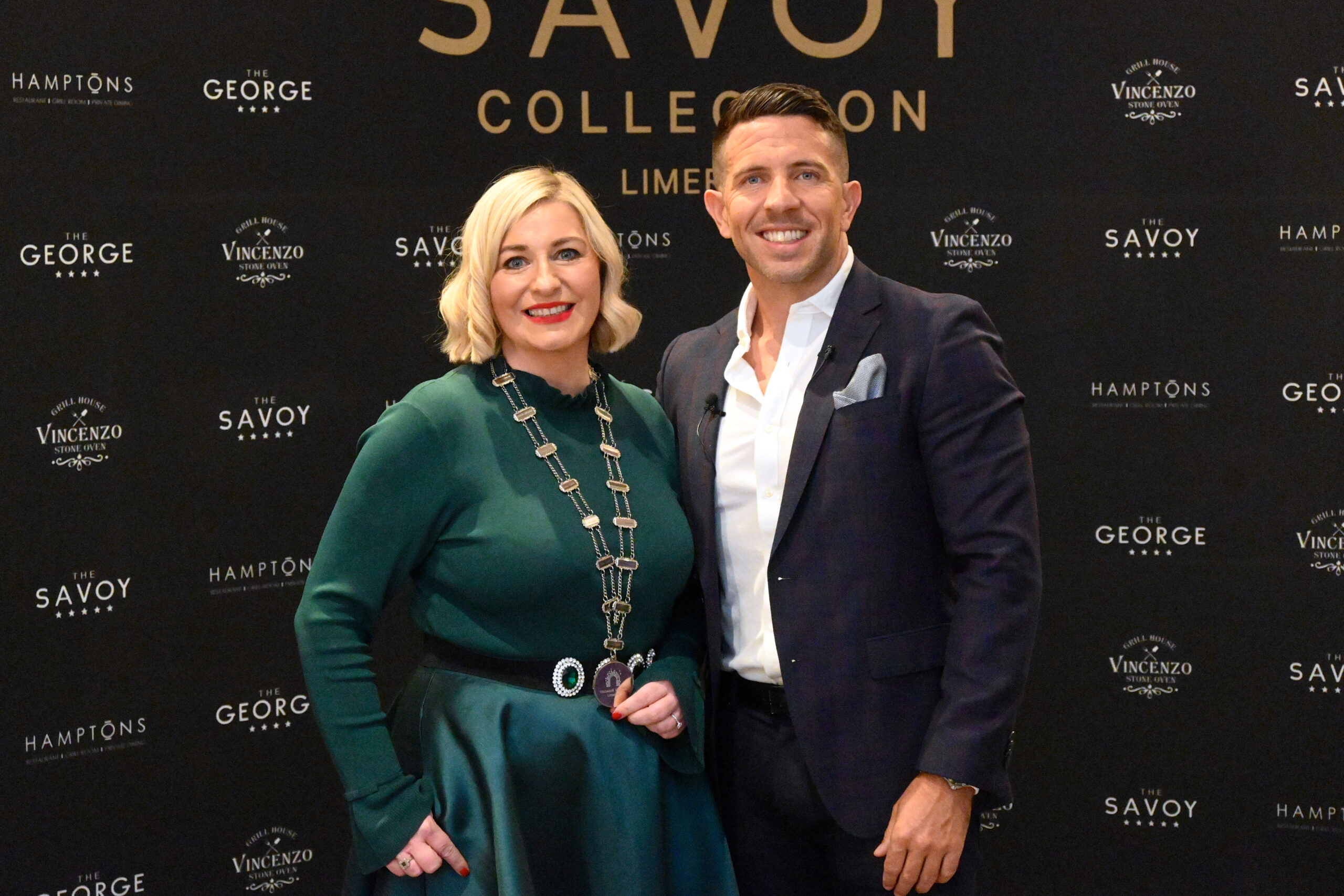 Inspiring Start for Network Ireland Limerick 2023 inaugural event. Photo: Karen Ronan Brosnahan, President of Network Ireland Limerick and international speaker and motivational coach Aidan O’Brien.