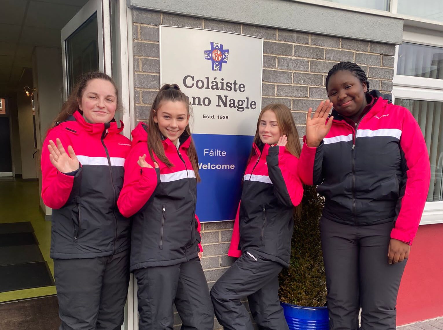 Coláiste Nano Nagle erasmus students model their snow gear. In the photo are Rebecca O’Connell, Alannah Purcell, Jermaima Anthony and Leah Finnin.