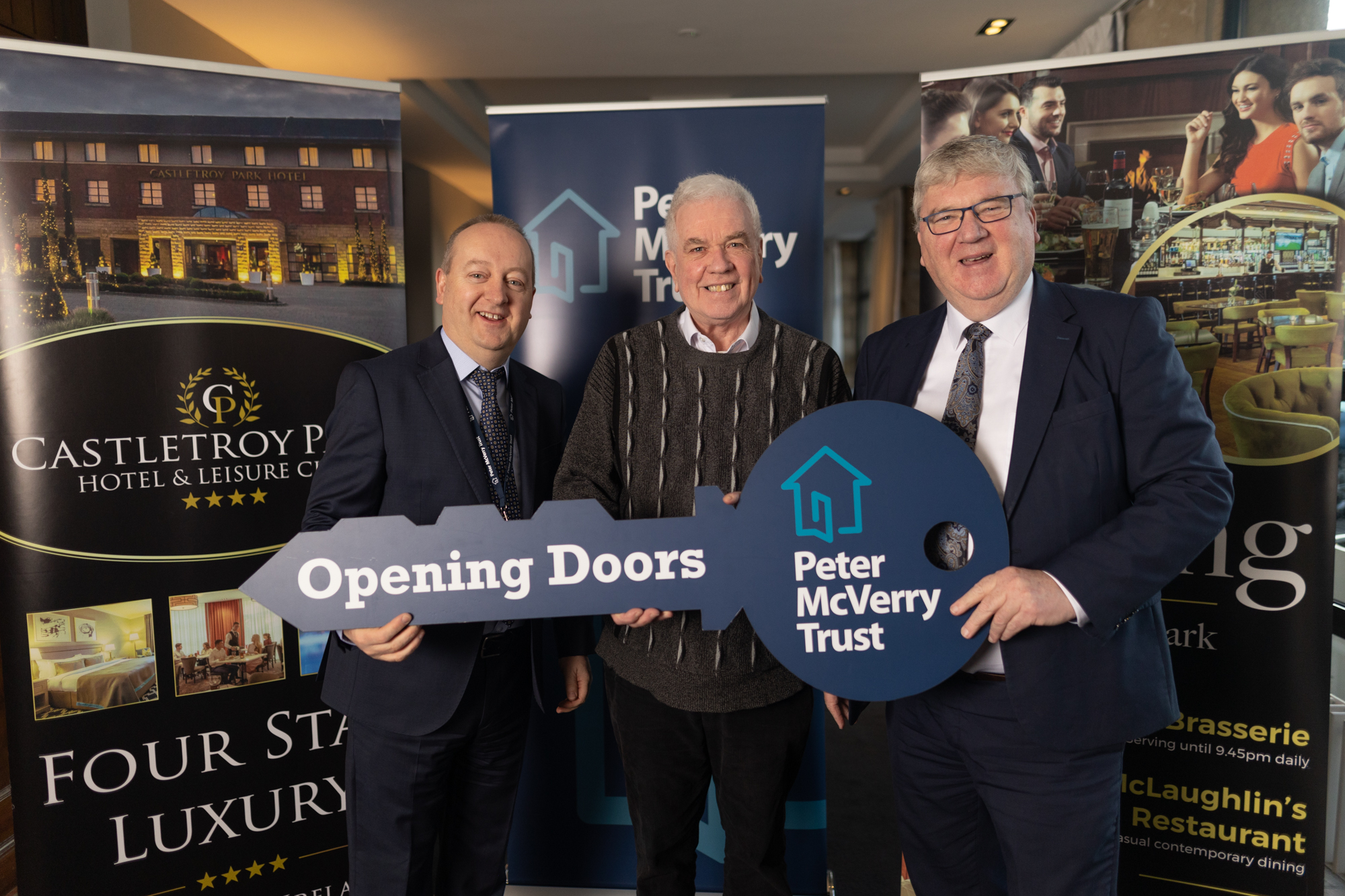 Pat Doyle, CEO Peter McVerry Trust, Fr Peter McVerry and Pat McDonagh were pictured at the Peter McVerry Trust Breakfast Morning at the Castletroy Park Hotel, Limerick. Picture: Marie Keating