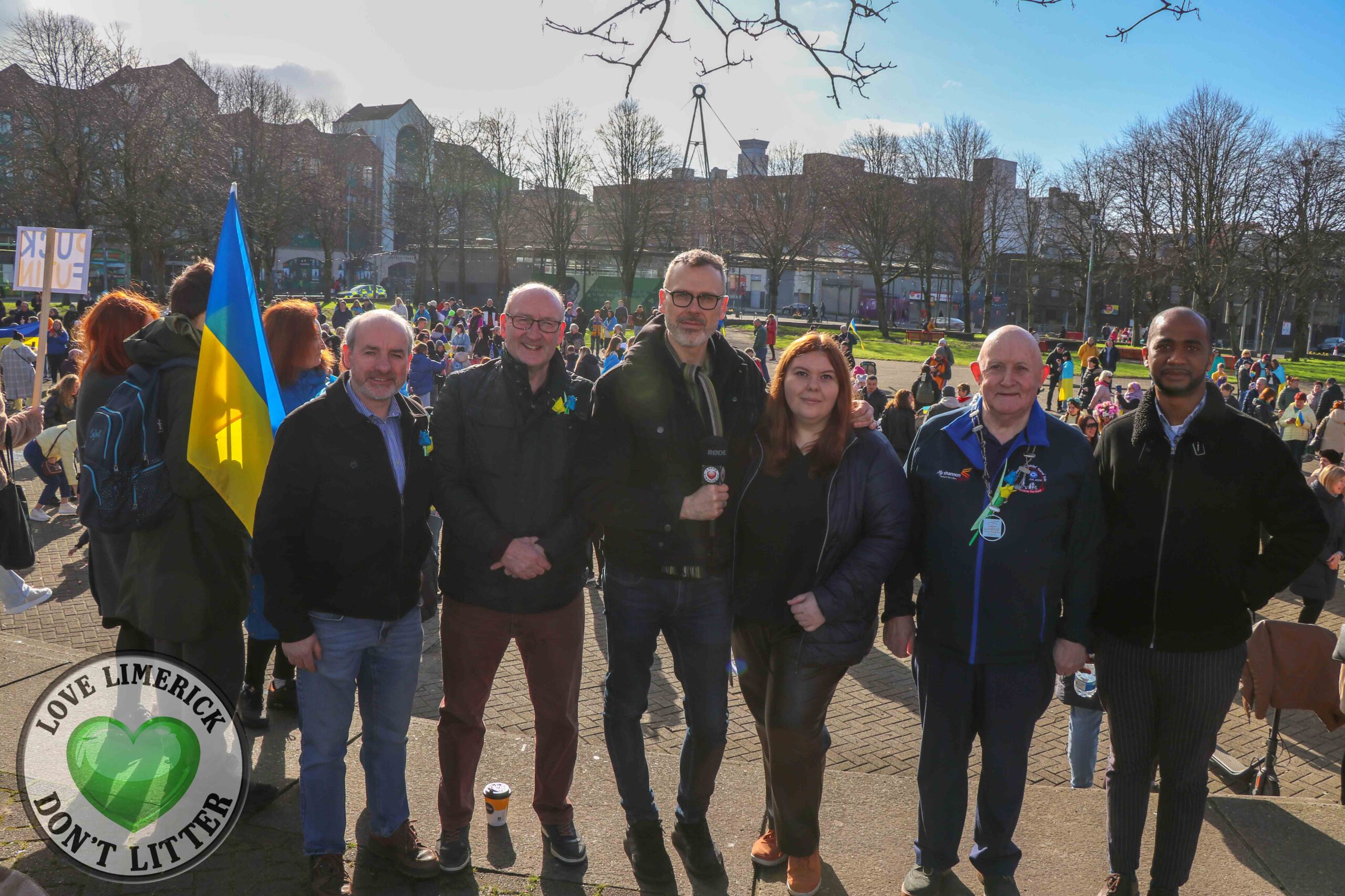 John Lannon, CEO Doras, Pat Daly, CEO Limerick Council, Richard Lynch, I Love Limerick, co-organiser Olena Oleksienko, Deputy Mayor Kieran O'Hanlon and Hassan Shariff, Doras. Picture: Farhan Saeedilovelimerick