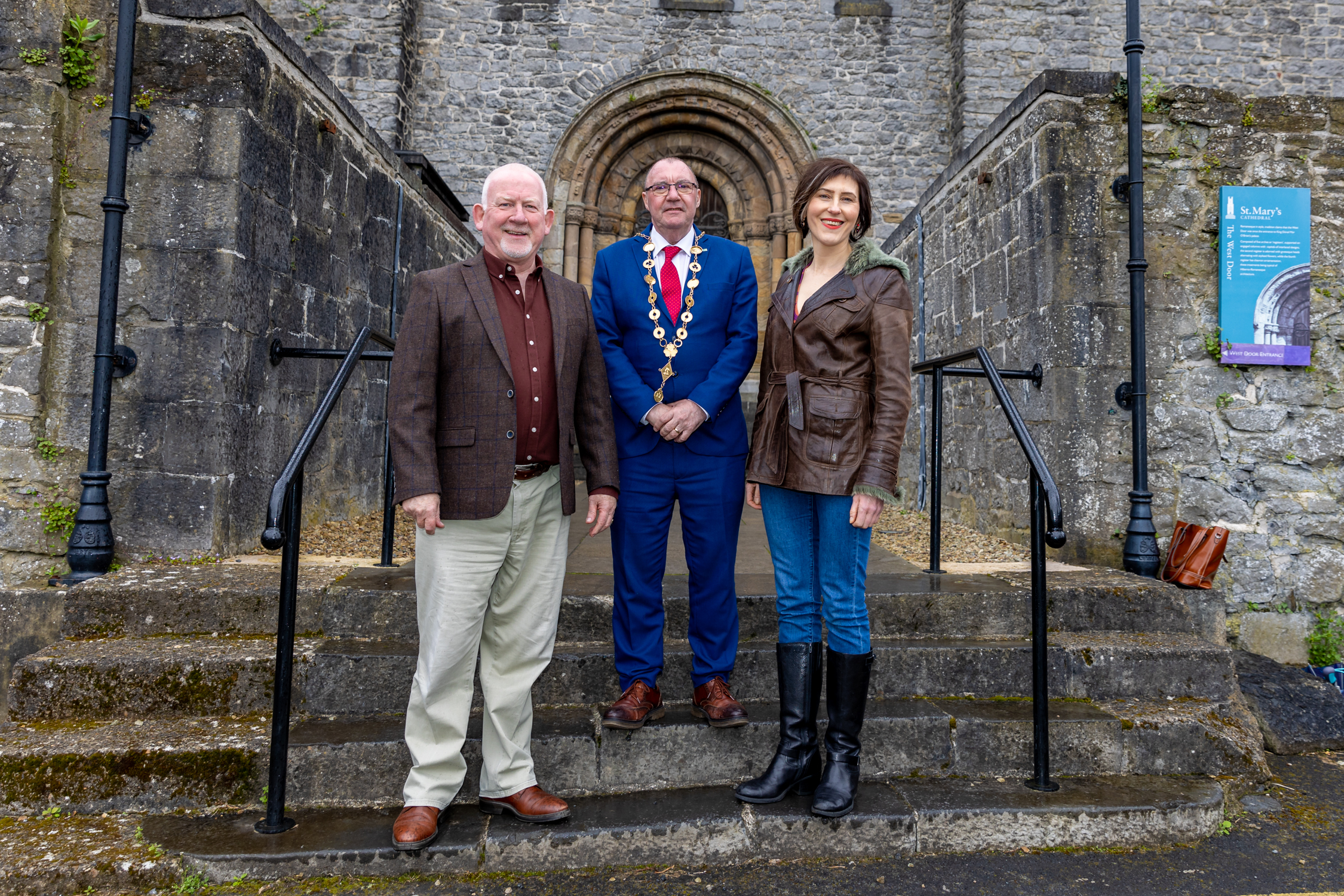 Limerick Opera Festival. Mayor of Limerick Cllr Francis Foley with Limerick Opera Festival Director Ger Reidy and Liz Nolan, RTE Lyric Fm who will MC an opera gala evening in St Mary’s Cathedral on the 27th of April 2023.. Photography by: Kieran Ryan-Benson