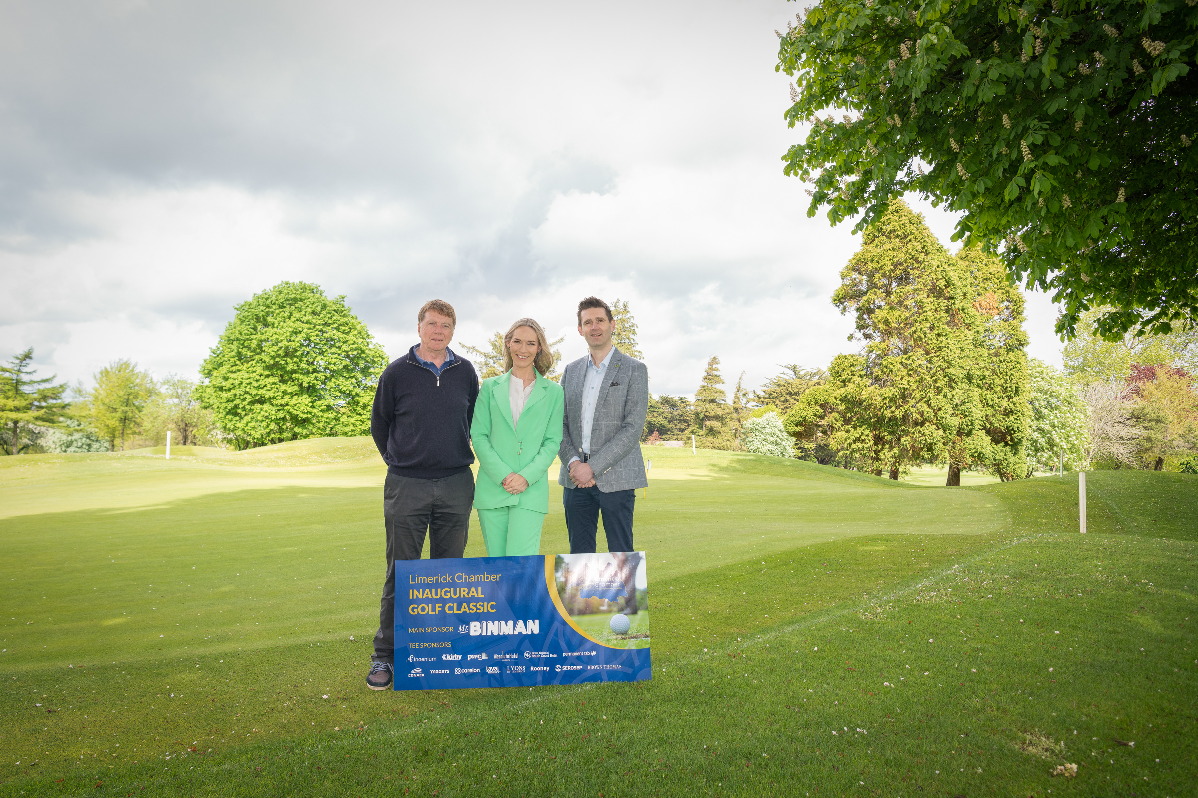 Limerick Chamber Inaugural Golf Classicsponsored by Mr Binman From Left to Right: Juan Fitzgerald - Limerick Glof Club, Dee Ryan - CEO Limerick Chamber, Joe Cleary - Mr Binman / Sponsor