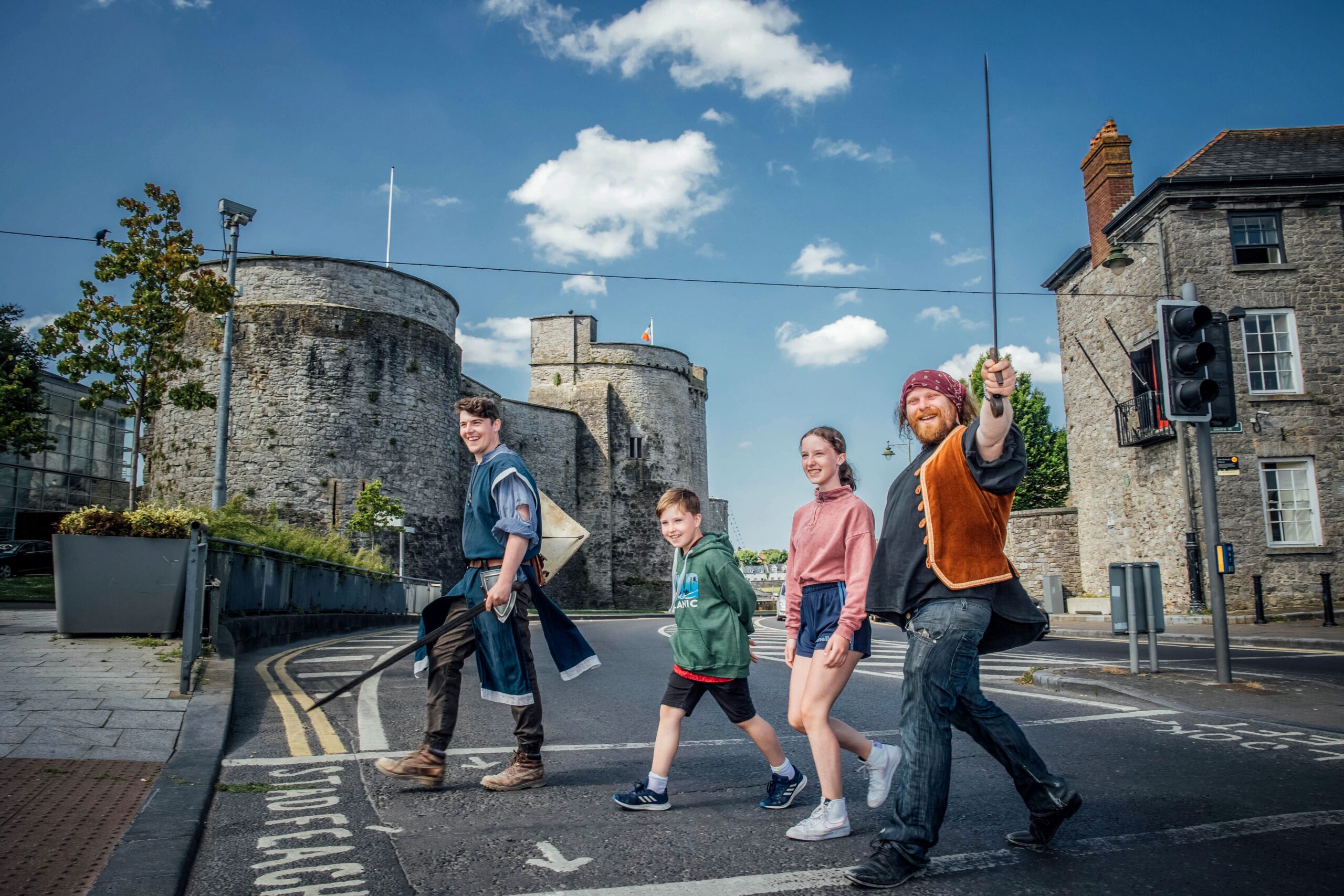 No Repro Fee Tadhg age 8 and Cliodhna age 10 Cunneen from Limerick pictured being shown around Limerick and the Castle by the animators at King Johns Castle as a New Discover Limerick Pass was launched and is the first Sightseeing Pass to launch on the Wild Atlantic Way The newly launched Discover Limerick Pass aims to boost tourism and offer convenient & great value sightseeing. Fáilte Ireland and Limerick City & County Council, in partnership with tourism partners and Open Pass UK, has today launched Limerick’s official Sightseeing Pass – the Discover Limerick Pass, the first destination sightseeing pass of its kind on the Wild Atlantic Way. The Discover Limerick Pass offers access to the top attractions in Limerick for a total price lower than paying for each attraction individually. Pic. Brian Arthur