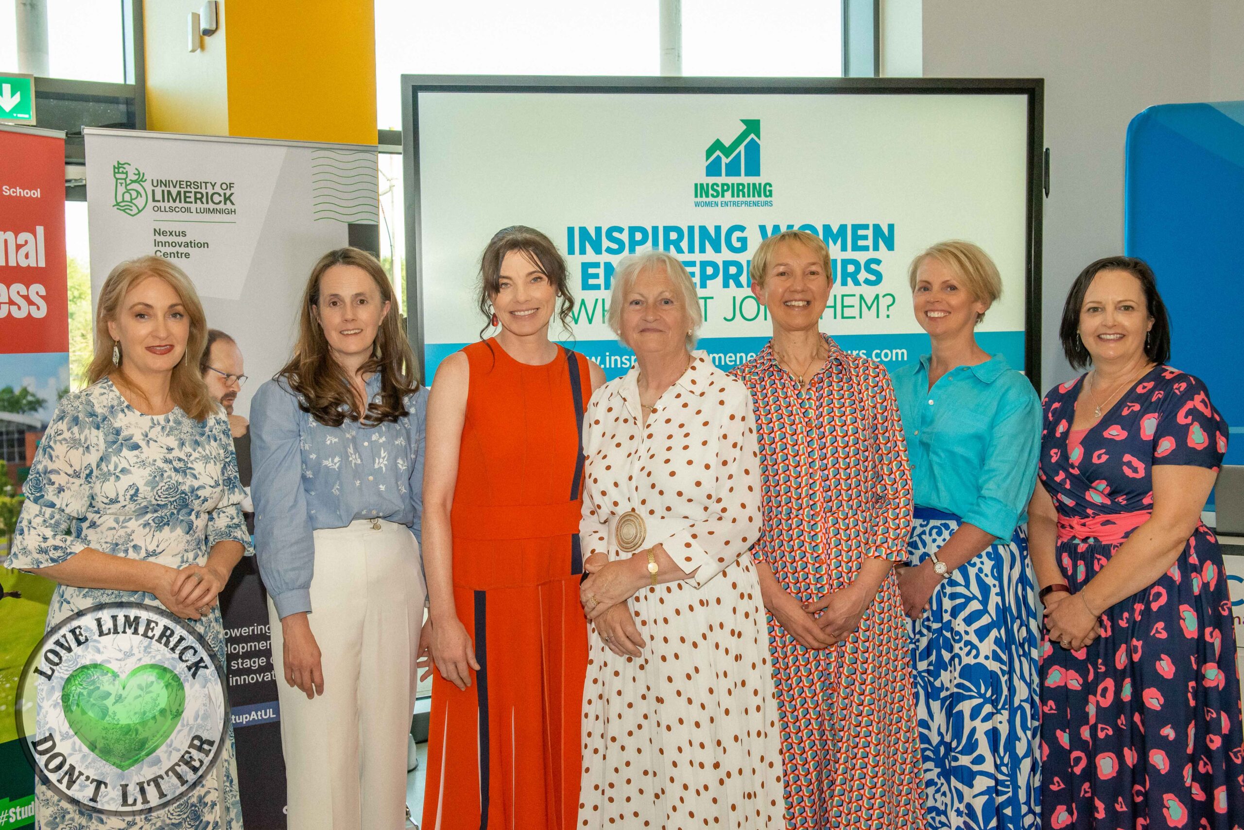 Leonora O'Brien, Pharmapod founder, Jennifer Corley, Equitrace, Dr Tara Dalton, Altratech CEO, Paula Fitzsimons, Inspiring Women Entrepreneurs, Dr Briga Hynes, Kemmy Business School, Christina Clancy, Enterprise Ireland, Gert O'Rourke, Nexus Innovation Centre. Photo: Olene