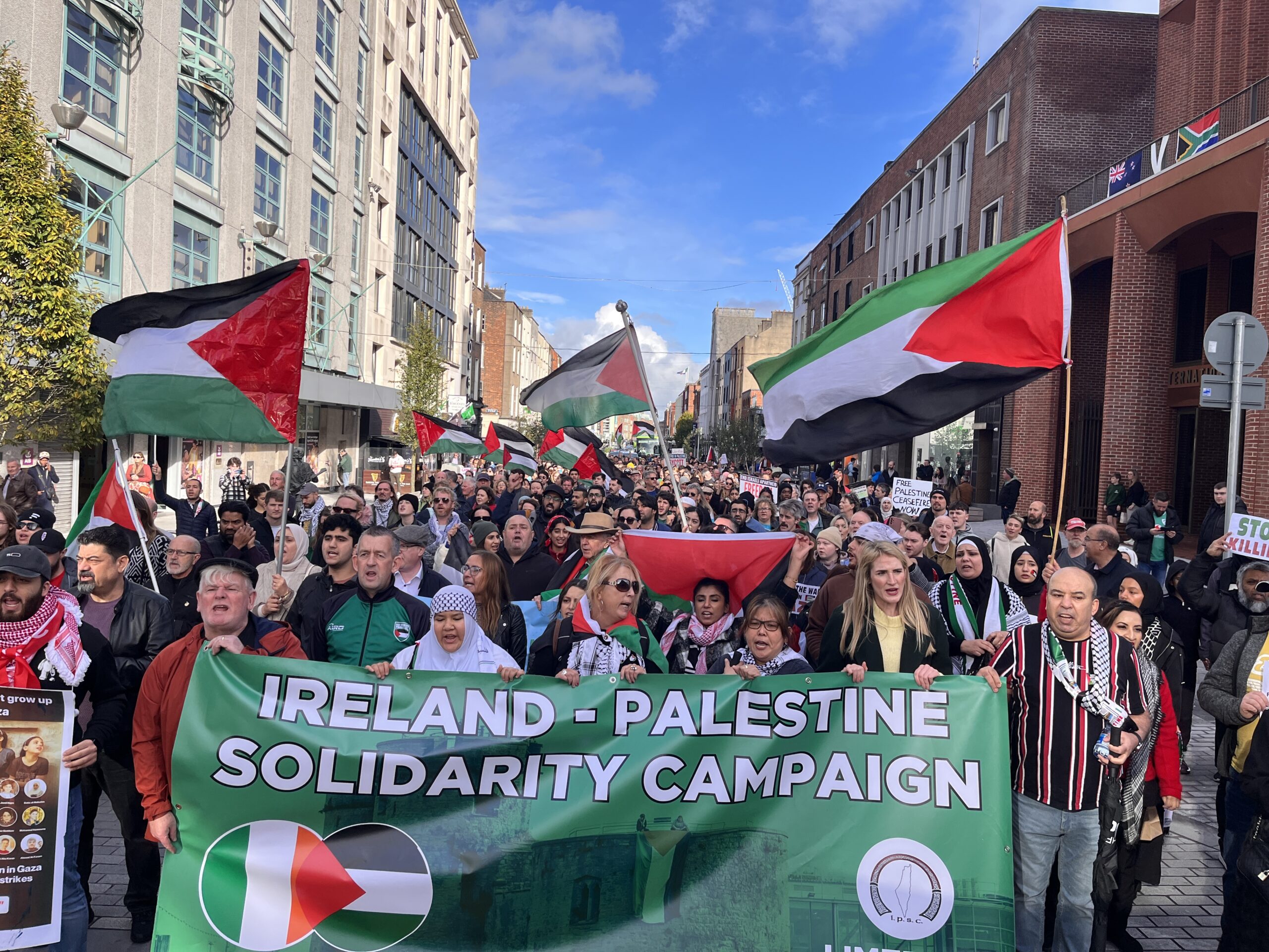 Gaza Humanitarian Crisis - thousand's of people attended a protest in Limerick on Saturday, October 28, 2023.