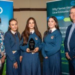 Pictured at the 2024 Limerick Student Enterprise Awards Final at the Castletroy Park Hotel on March 14, 2024 were Helen Ryan, Senior Enterprise Development Officer, LEO Limerick, with Desmond College students Laura Brennan, Elissa Shiels, Caoimhe Greene, who came 1st place in the Senior Category for their project Des Tech, non-toxic chemical hand warmers and Mike Cantwell, Head of Local Enterprise, LEO Limerick. Picture: Olena Oleksienko/ilovelimerick