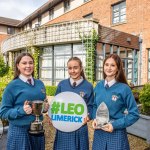 Pictured at the 2024 Limerick Student Enterprise Awards Final at the Castletroy Park Hotel on March 14, 2024 were Desmond College students Laura Brennan, Elissa Shiels, Caoimhe Greene, who came 1st place in the Senior Category for their project Des Tech, non-toxic chemical hand warmers, and will move on to the Student Enterprise Programme National Finals, taking place at Croke Park in Dublin on May 9th, 2024. Picture: Olena Oleksienko/ilovelimerick
