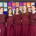 Pictured at the 2024 Limerick Student Enterprise Awards Final at the Castletroy Park Hotel on March 14, 2024 were Laurel Hill Coláiste students who entered with thier their projects 'Framed Families' (2 students on left) and 'Cúpla Focal' (3 students on right). Cúpla Focal won the Best marketing category. Picture: Olena Oleksienko/ilovelimerick