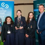 Pictured at the 2024 Limerick Student Enterprise Awards Final at the Castletroy Park Hotel on March 14, 2024 were Mike O'Byrne, Business Advisor, Local Enterprise Office and Helen Ryan, Senior Enterprise Development Officer with students from Villiers School who came 2nd in the Senior Category for their project 'Latch Attack'. Picture: Olena Oleksienko/ilovelimerick