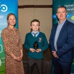 Pictured at the 2024 Limerick Student Enterprise Awards Final at the Castletroy Park Hotel on March 14, 2024 were Aideen Corry, Business Advisor, Local Enterprise Office and Mike O'Byrne, Business Advisor, Local Enterprise Office with a student from Castletroy College who came 3rd in the Junior Category for his project 'Max's Pens'. Picture: Olena Oleksienko/ilovelimerick