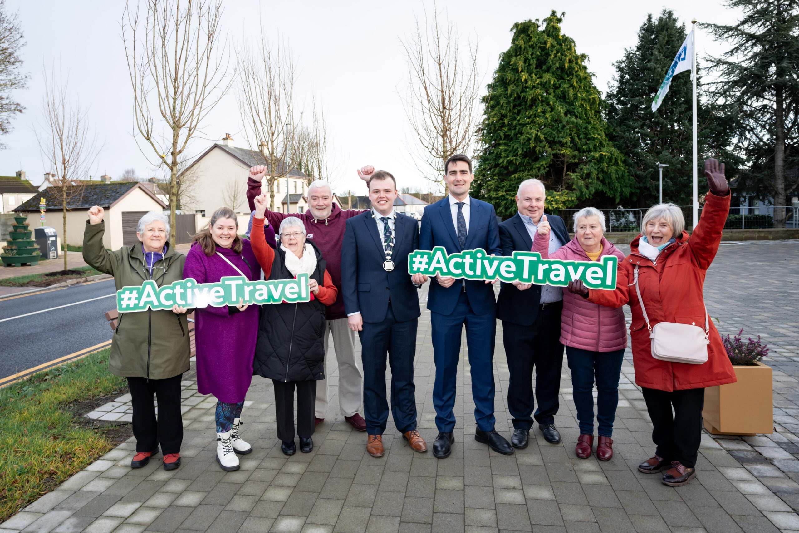 26/01/2024 Cllr Dan McSweeney, Deputy Mayor of Limerick City and County, and Jack Chambers TD, Minister of State at the Department of Transport and at the Department of Environment, Climate and Communications pictured with members of Patrickswell Tidy Towns Committee at the launch of the The Patrickswell Village Renewal Scheme, a project delivered by Limerick City & County Council. Phase 1 of this scheme was developed in 2017, with Phase 2 delivered by Active Travel Team through funding by the National Transport Authority (NTA) in 2023.   Pedestrians have been prioritised in the implementation of the scheme with controlled crossing points and improved sightlines for safety purposes.   Traffic calming features have also been provided, along with bus stops in the village centre, providing facilities to encourage a modal shift in the community.  Opportunities to link in with current developments in the village were optimised, including opening up a large plaza area in front of the Community Centre to extend out to the road edge, with seating and mature trees provided. Pic: Don Moloney