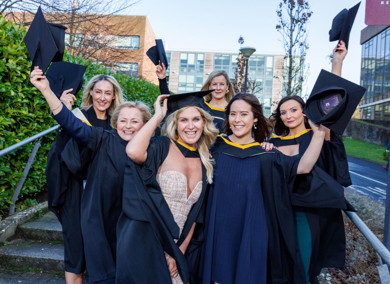 2024 UL Winter Conferring MBA classmates pictured above - Ber Murphy, Raheen Limerick, Barbara Doyle, Corbally Limerick, Trish Bourke, Cappawhite Tipperary, Anne Marie Heaney, Kilcornan Limerick, Justine Chan, Raheen Limerick and Kelly McAuliffe, Corbally Limerick. Picture: Arthur Ellis