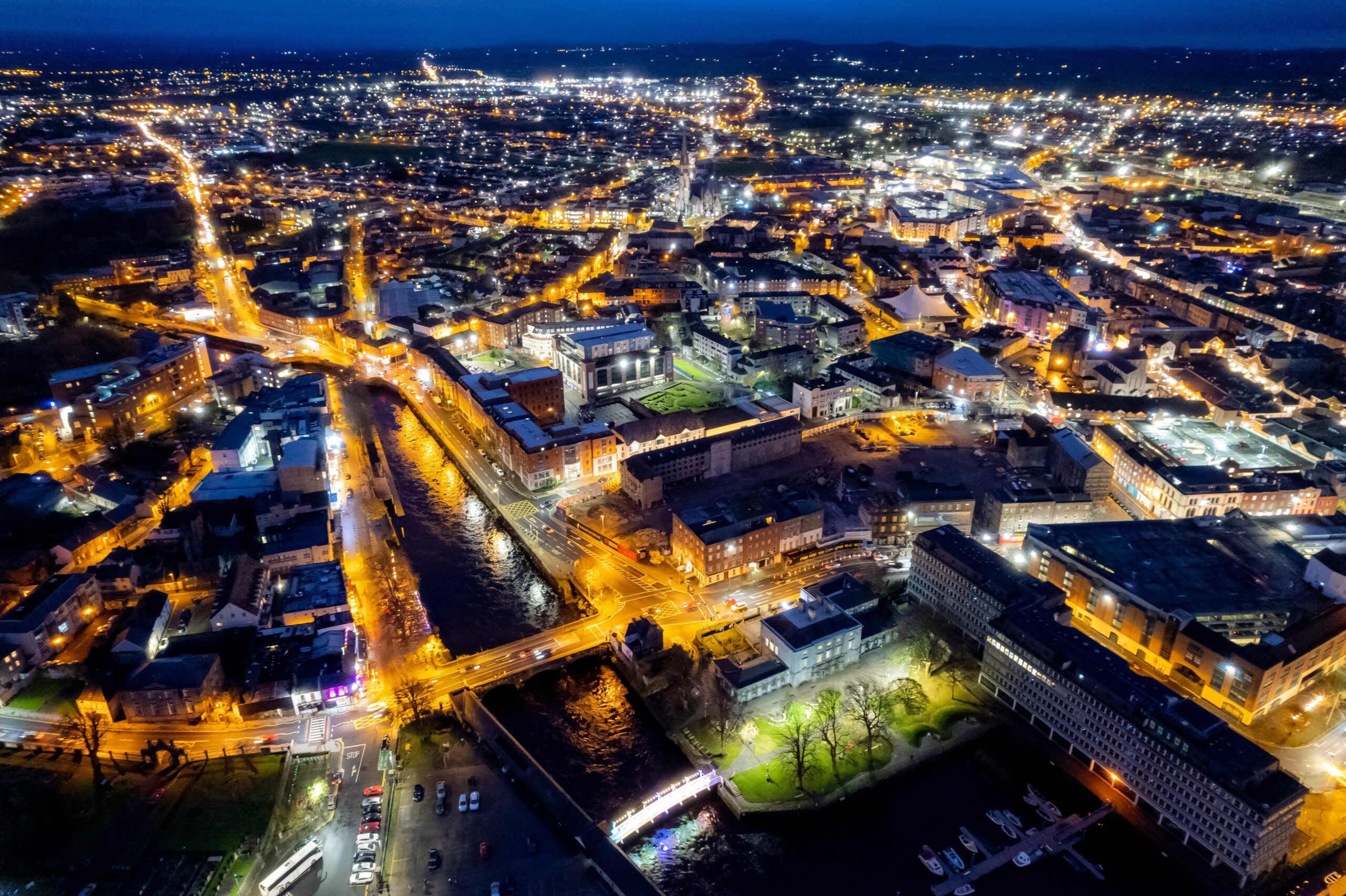 Drone Limerick City Night twilight thursday