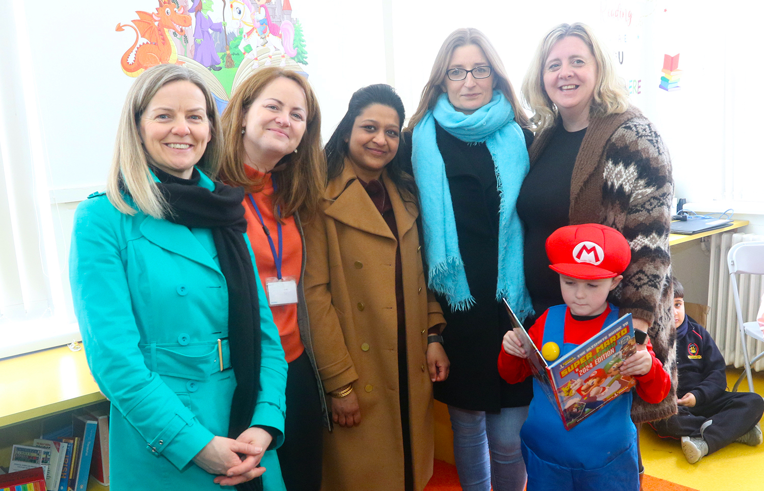 World Book Day 2024 - parents pictured at the launch of the Salesian Primary School library